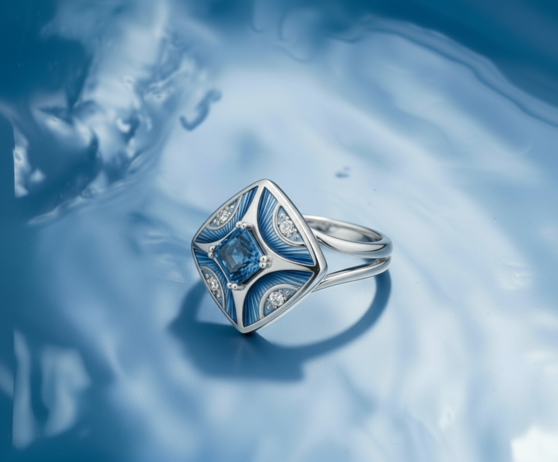 Кольцо "Эдмон" с синим сапфиром